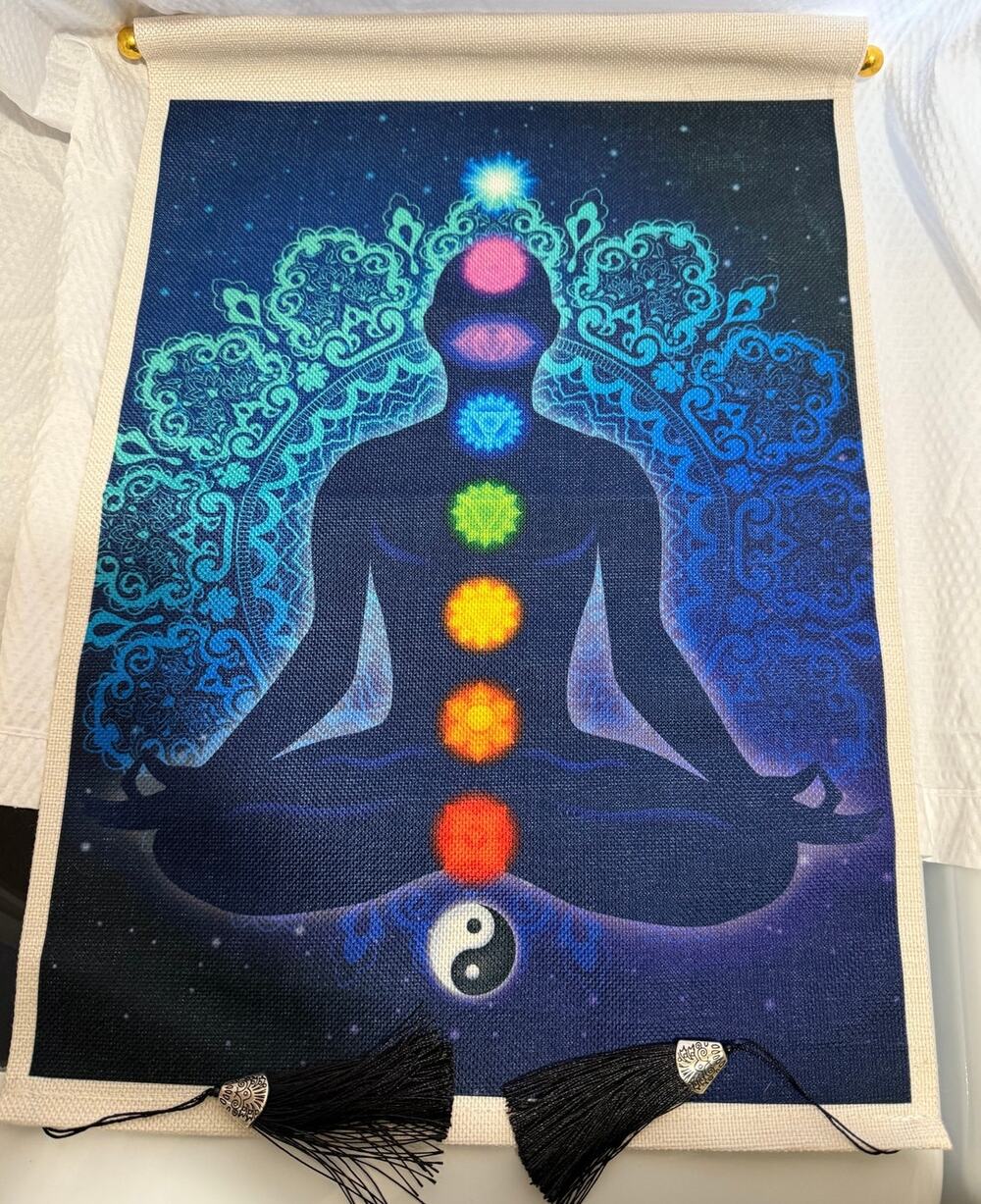 Chakra Meditation Hanging Tapestry - 19" x 13" - Yoga